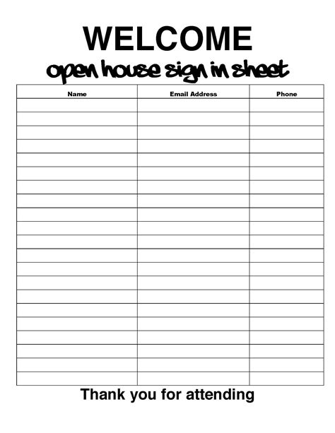 openhouse sign in sheet